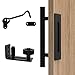 Orgerphy Black 12 Inch Barn Door Handle with Latch and Adjustable Floor Guide Kit | Heavy Duty for All Sliding Barn Door | Flat Bottom Easy to Install | 8 Setup Options for DIYers â€¦