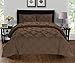 Elegant Comfort Luxury Super-Soft Coziest 1500 Thread Count Egyptian Quality 2-Piece Pintuck Design Duvet Cover Set, (Insert Comforter Protector) Wrinkle-Free, Twin/Twin XL, Chocolate Brown