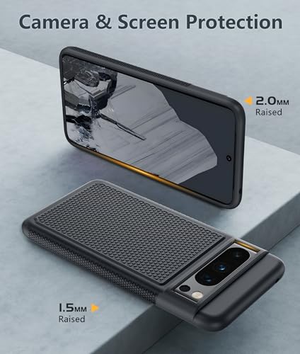 Image of FNTCASE for Google Pixel 8-Pro Case: Dual Layer Shockproof Protective Cell Phone Cover | Anti Slip Textured Back | Military Protection Bumper | Heavy Duty Rugged Tough Black