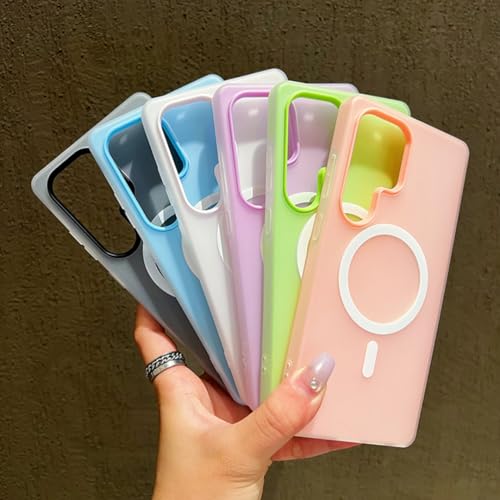 Coque Galaxy S24+ verte en gel mat avec support de charge Magsafe
