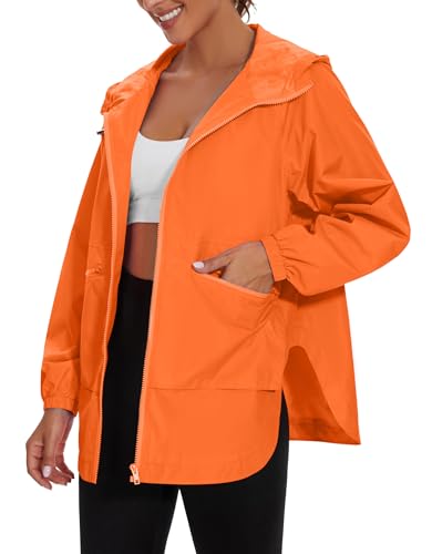 PESION Women's Waterproof Rain Jacket with Hooded Trench Style