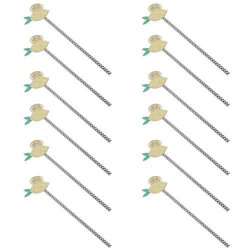 Healeved 12pcs Pitillos Desechables Decorativos de Fruta Limón miniatura 1