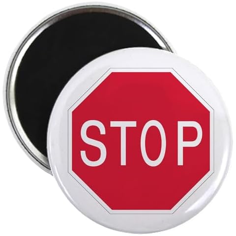 CafePress Stop Sign Magnet 2.25" Round Magnet, Refrigerator Magnet Cover