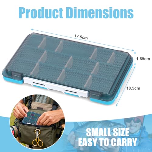 Vicloon Köderbox Angeln, 2 Stück Angelzubehör Kleinteilebox,Angel Koffer mit 10 Verstellbaren Trennwänden, Angelbox Tacklbox Hardbaits für Angelköder, Angelblei(17,5 x 10,5 x 1,65 cm)