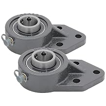 [2-Pack] UCFB205-16 - 3-Bolt Flange-Mount Ball Bearing Unit, Insert Bearing UC205-16, Cast Iron Housing FB205, Bore Shaft 1 in 25.4 mm, Set Screw Locking, 5/16 in 7.938 mm Bolt Size