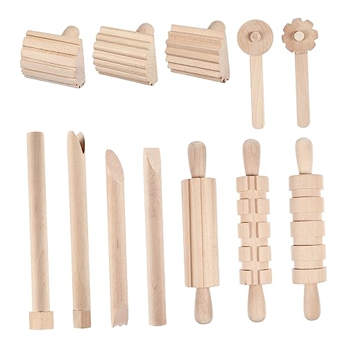 Tofficu 12pcs Boys and Girls Clay Sculpting Tools Wooden Clay Molding Kit for Boys and Girls Variety Styles for Pottery and Air Drying