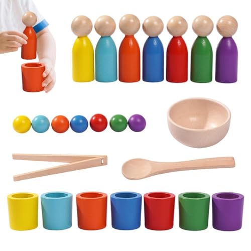Jeu de tri des couleurs en bois avec balles éducatives pour la maison