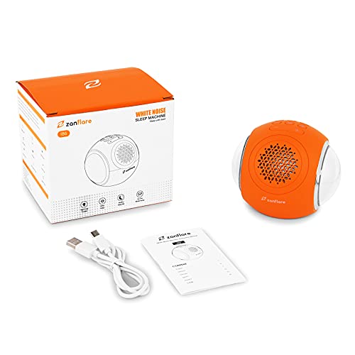 Zanflare White Noise Machine con luce notturna, 35 suoni della natura/ventilatore/rumore bianco, timer di spegnimento automatico e funzione di memoria, per casa, ufficio, viaggi（Arancia）