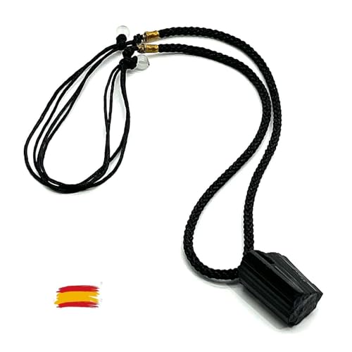 arana's - Colgante turmalina negra piedra natural bruta con cordón trenzado para mujeres y hombres - Piedras naturales curativas - Collar negro para equilibrio energético (1 Uni)