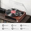 Giradischi Vinile, FYDEE Giradischi Portatile Vintage Bluetooth con 3 Velocità 33/45/78 RPM e 2 Altoparlanti Incorporati, Lettore di Vinile Retro Supporto per Cuffie, RCA, AUX - Noce