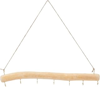 15 Inch 7 Hook Driftwood Wall Hanging Wooden Wall Hooks Decor Natural Wood Farmhouse Vintage Jewelry Necklace Holder with Twine Mounted Branch Hanger for Dried Flowers Suncatcher Crafts Home