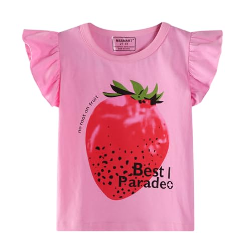Image of Girls Short Sleeve Shirts Toddler Summer Top Kids Cotton Clothes 2-7 Years