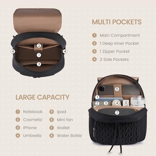 Image of LOVEVOOK Mini Backpack for Women, Small Backpack Purse for Travel Work Cute Backpack Daypack With Anti-theft Pocket Mini Bag for Daily College Shopping, Black