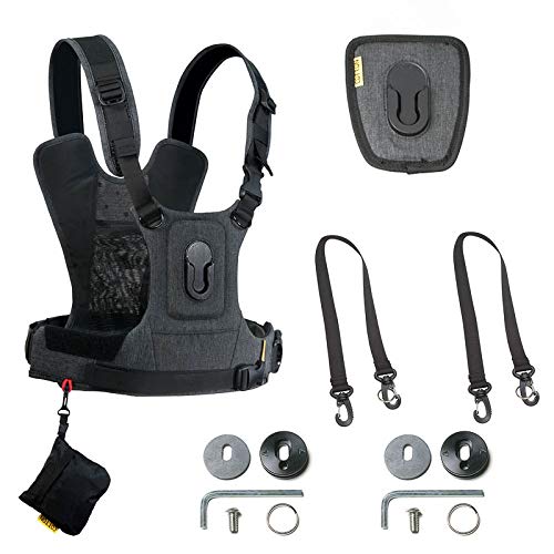 Cotton Carrier - 2 G3 Charcoal - Brustgeschirr als Tragesystem für 2 DSLR- oder DSLM-Kameras mit Zoomobjektiv aus Baumwolle, Klassisch, Kamera-Tragegurt, Camera Strap, Camera Harness