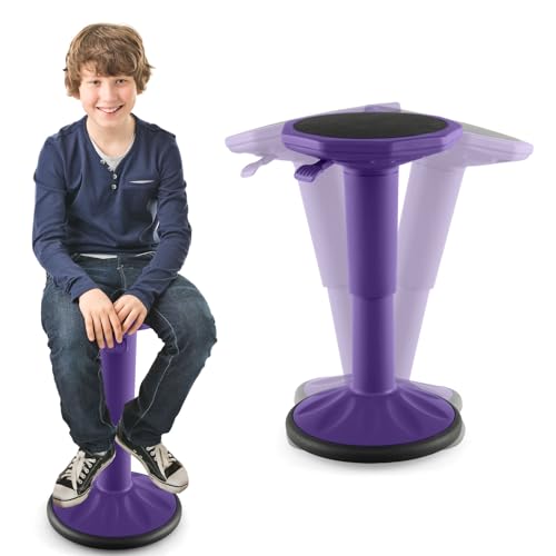 Image of S AFSTAR Ergonomic Wobble Stool, Kids Active Motion Stool w / 16 inch- 23.5 inch Adjustable Height, 245 LBS Weight Capacity, 360-Degree Wiggle Chairs Kids Wobble Chair for Classroom Preschool (Purple)