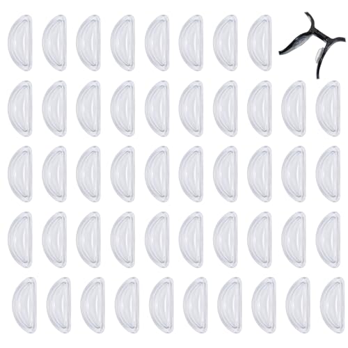 TIESOME 24 Pairs Eyeglass Pads for Noses, Clear Silicone Adhesive Nose Pads for Glasses, Anti-Slip Soft Nose Pad with Sticky Backing, Heighten Air Chamber Comfort Grips for Eyeglasses and Sunglasses