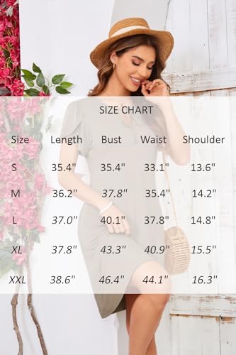 Image of Women's Summer Dresses 2026 Casual T Shirt Dress Short Sleeve A-Line Dress Loose Sundress Swing Dress with Pockets Khaki M
