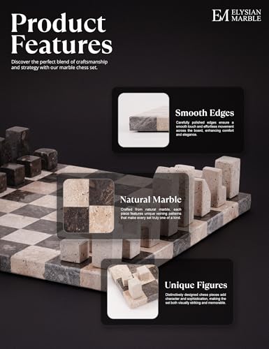 Modern Chess Set – Tablero y piezas de mármol artesanal miniatura 3