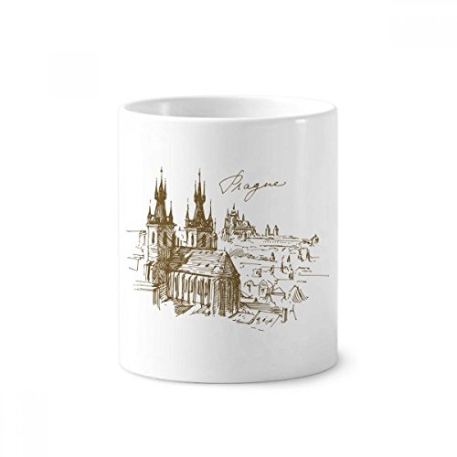 Porte-stylo Prague tasse souvenir en céramique blanche, le cadeau de voyage idéal