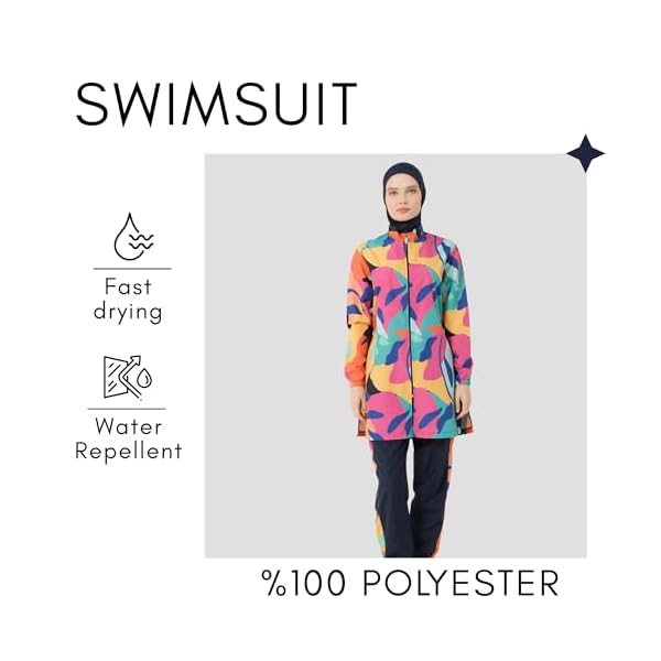 5 Piece Hijab Swimsuit for Women | Water Repellent Top, Leggings, Bonnet, Scarf and Bustier Burkini | Modest Women Clothing - Image 4