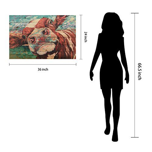 Empire Art Direct Curious Cow 1 Digital Print On Solid Wood Animal Wall Art Ready To Hang,24 In X 36 In X 1.5 In #TOP7
