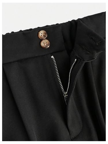 Image of OYOANGLE Girl's Pleated Wide Leg Pants Button Zipper Fly High Waisted Long Trousers with Pocket