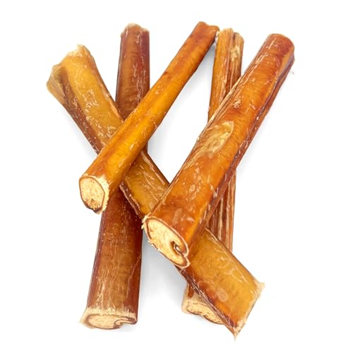 Ochsenziemer für Hunde I 5 Stück I 12 cm I getrocknete Ochsenziemer I Bully Sticks I Hundeleckerlis fettarm I Kausnack von Wuffsnacks