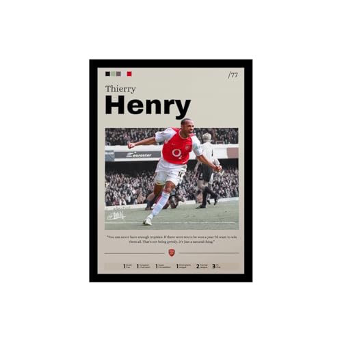 BLINKART Thierry Henry FootBall Player Synthetic Wood Photo Framed Wall Hanging Poster For Room & Office Bedroom Living Boys and Girl Room Home Wall Hanging(12 * 18 Inches)