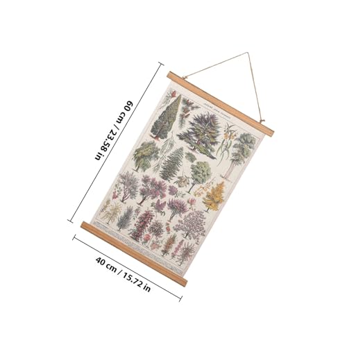 Cuadro colgante de lino con bastidor de madera selecta y arte vegetal retro de precisión 2