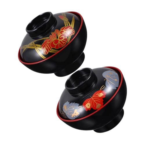 GOOHOCHY 2個製和風スープボウル 蓋付きで保温 防塵効果 再利用可能で耐摩耗