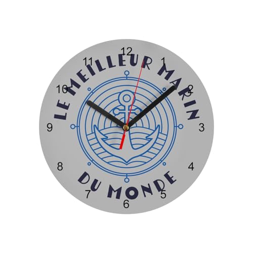 Fabulous Orologio da parete in vetro – Il miglior marinaio del mondo marino nave commerciante mare navigazione, diametro 20 cm, grigio