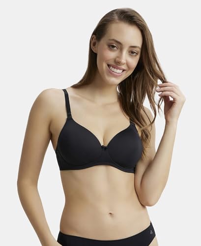 Image of Jockey 1819 Women's Wirefree Padded Microfiber Nylon Elastane Stretch Full Coverage Multiway Styling T-Shirt Bra with Magic Under Cup