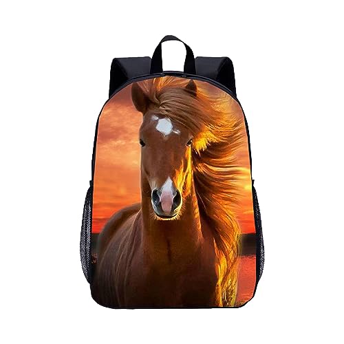 ENEN Sacs à Dos pour Enfant, Cheval Cartable pour Garçons et Filles Ados Mignon Réglable Sac à Livres Cadeau Rentrée Scolaire Cadeau Rentrée Scolaire...