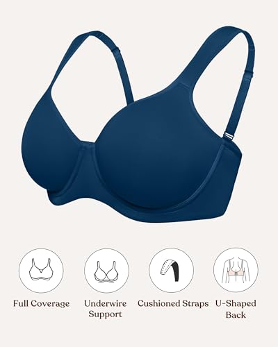 Image of HSIA Bras for Women Minimizer Full Coverage, Plus Size T Shirt Unlined Underwire Smooth Bra, Seamless Cups Joan Ultimate Soft