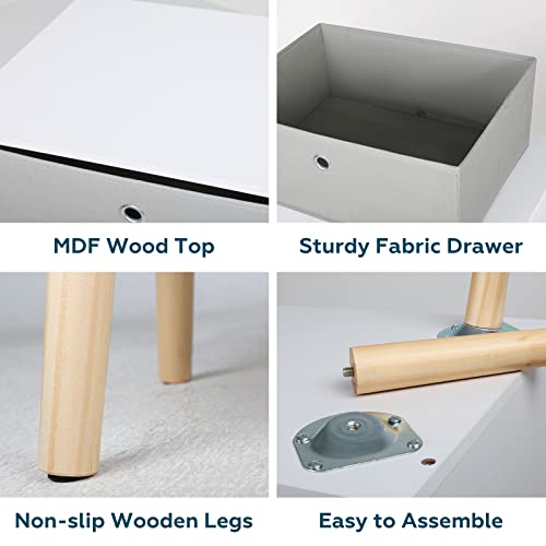 Yusing Nightstands Set Of 2, Bedside Table With Fabric Storage Drawer And Open Shelf, Bedside Furniture & Accent End Table Chest For Bedroom, Living Room #TOP4
