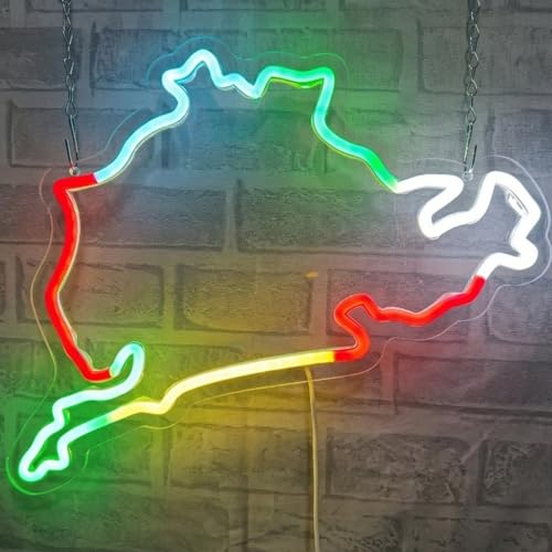 Image of Nurburgring Neon Sign, USB Powered LED Racing Room Decor | Race Track Wall Decor for Bedroom, Game Room, Garage, Man Cave, Party Decoration and Car Enthusiast Gift