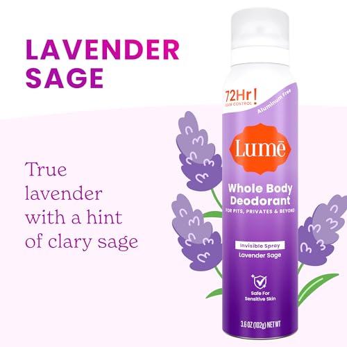 Image of Lume Invisible Spray Deodorant For Women - Whole Body Deodorant Spray - 72 Hr Odor Control - Ozone Friendly, Natural Propellant - Aluminum & Baking Soda Free, Skin Loving - 3.6 ounce (Lavender Sage)