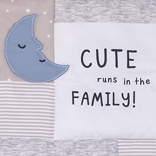 Carter's Blue Elephant - Chambray, Navy, Gray And White Elephant, Moon, Clouds And Stars 3 Piece Nursery Crib Bedding Set - Comforter, Fitted Crib Sheet And Crib Skirt #TOP5