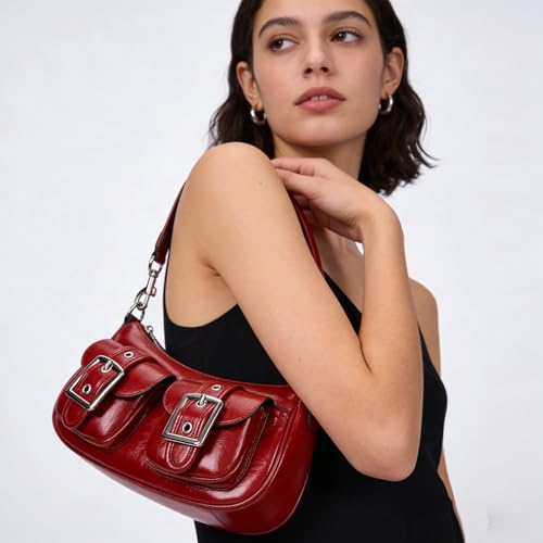 Image of Shoulder Bag for Women Y2k Purse Leather Hobo Tote Handbag Trendy Going Out Purse Crossbody Everyday Purse