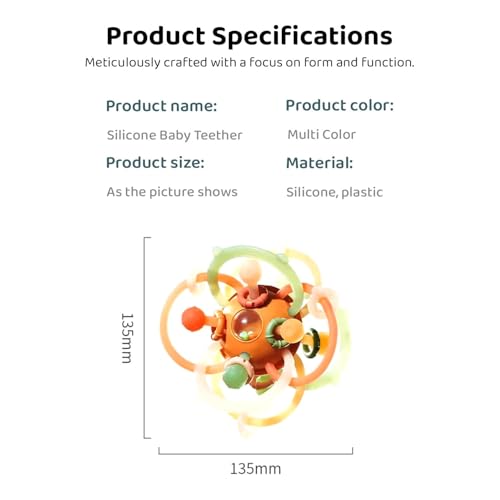 Image of StarAndDaisy Soft Baby Teether and Teeth Rattle Ball Toys for Infants & Toddlers (Mball-Orange-Multicolor)