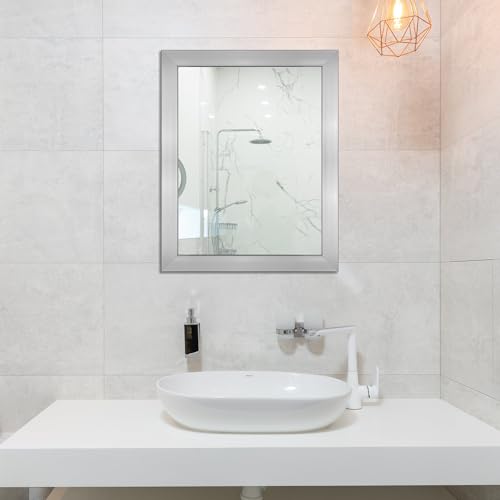 Image of Ruomeng Wall Mirror Rectangle Decorative Mirror 12x16 Inch, Nickel