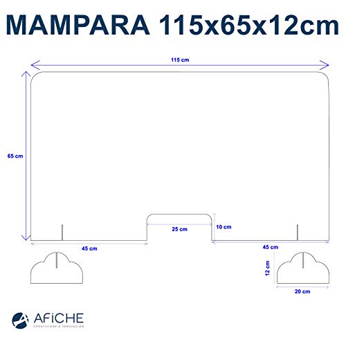 Mampara protectora metacrilato transparente de 65x65x12cm para mostrador comercio y ventanilla 2