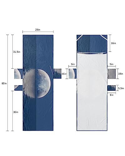 Ocean Moon, Beach Lounge Chair Towel Cover, Soft Chaise Lounge Towel with Side Pockets Patio Pool Chairs Cover for Beach/Pool Sunbathing 29x85 Blue Sea Seabirds Nautical Classic Scenery