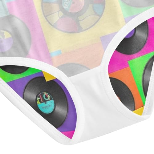 Toddler Girl Briefs, Vintage Records Colorful Girls' Cotton Brief Underwear, 2T–8 Years4