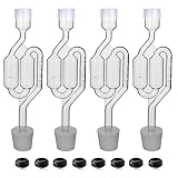 Bubble Airlock Set, 4 Airlocks for Fermenting, 4 Drilling #6 Stoppers and 8 Airlock Grommets, Used f