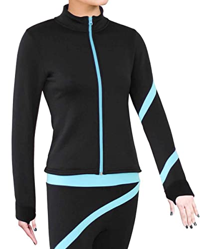 NY2 SPORTSWEAR Figure Skating Polartec Polar Fleece Spiral Jacket (Turquoise, Child Large)