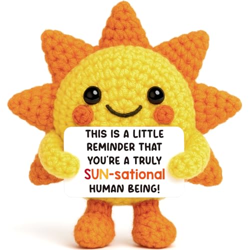 Mini Positive Crochet Sunshine Flower Inspirational Encouragement Gifts | Christmas Cheer Up Crochet Fall Gift for Women Friend Coworker Motivational Gifts Stress Relief Birthday Self Care Gift - image 1