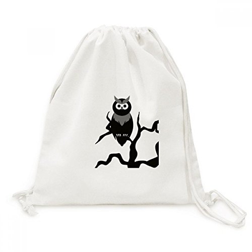 Sac à dos en toile motif hiboux sac léger cordon serrage pour rangement voyage et sport