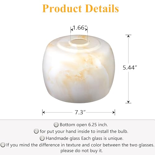 Image of 3 Pack Painting Glass Covers Shade Pendant Ceiling Chandelier Wall Sconce Lamp Replacement Fixture,1.66 inch Fitter Size,5.5 inch high*7.3 inch diameter
