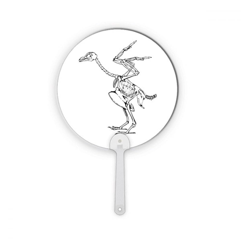 Éventail rond en plastique avec motif squelette d'autruche graphique